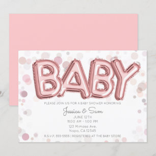 Invitación Chic moderno globos rosa oro rosa Baby Shower