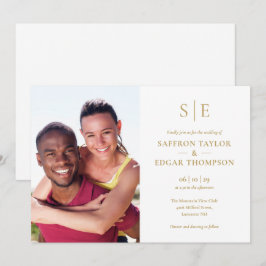 Invitación Chic Moderno Monograma Foto Boda