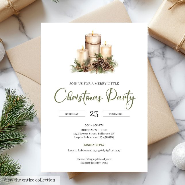 Invitación Chic Natural Palette Beige Minimal Christmas Party (Natural Palette Beige Minimal Christmas Party Invite)
