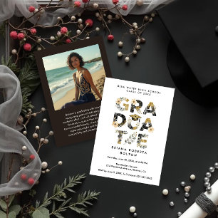 Invitación Chic Nature-Inspired Gold Graduate Photo