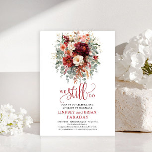 Invitación Chic Otoño Marsala Floral We Still Do