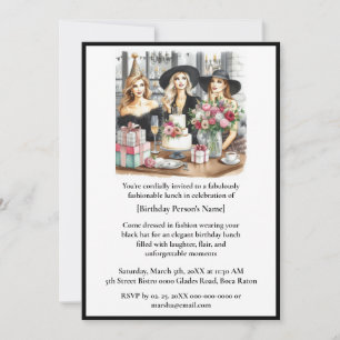 Invitación Chic para Almuerzo de Cumpleaños Damas