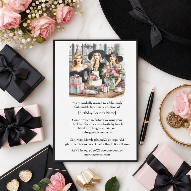 Invitación Chic para Almuerzo de Cumpleaños Damas  (Subido por el creador)