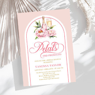 Invitación Chic pétalos y prosecco rubor dorado despedida de 