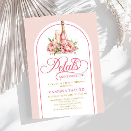 Invitación Chic petals and prosecco blush gold shower invite