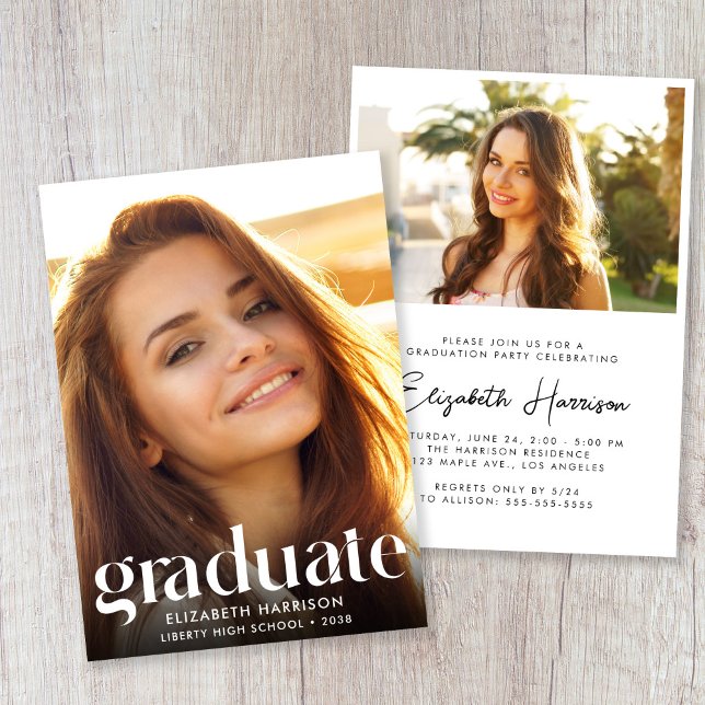 Invitación Chic Photo Graduation Party (Chic Photo Graduation Party Invitation)