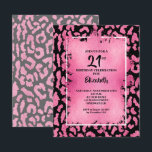 Invitación Chic Pink and Black Leopard Print Birthday<br><div class="desc">Elegant hot pink and black leopard print pattern is overlaid with hot pink faux foil and your 21st birthday,  or any year,  birthday party details in chic lettering. COORDINATING items available in our collection.</div>
