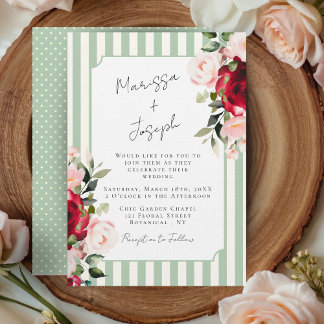 Invitación Chic Pink and Red Rose Watercolor Floral Wedding