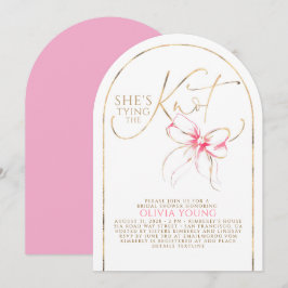 Invitación Chic Pink Bow She's Tying The Knot Bridal Shower