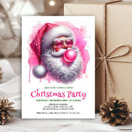 Invitación Chic pink santa chewing gum watercolor Christmas