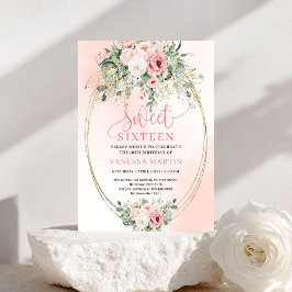 Invitación Chic Pretty Blush Rose Gold Glitter 16th Birthday