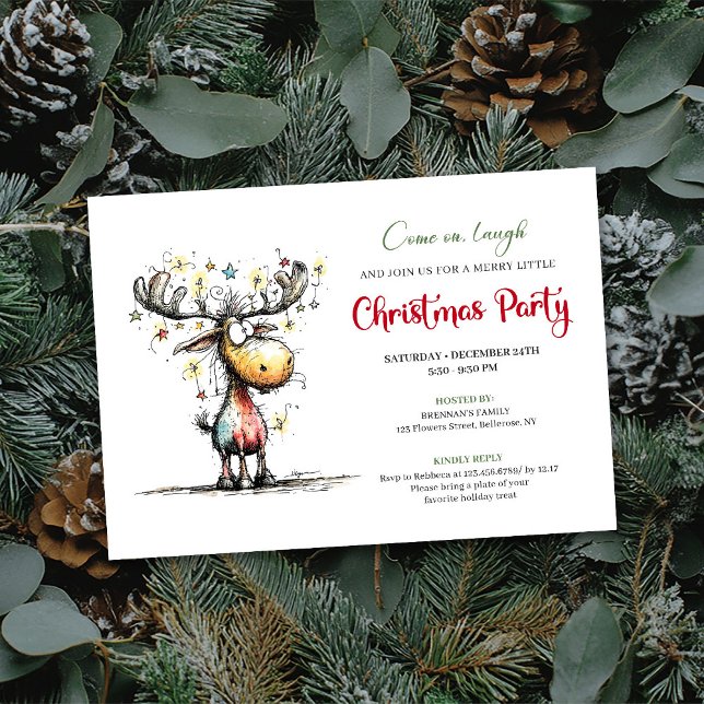 Invitación Chic Quirky Reindeer Festive Party Invitation (Chic Quirky Reindeer Festive Party Invitation)