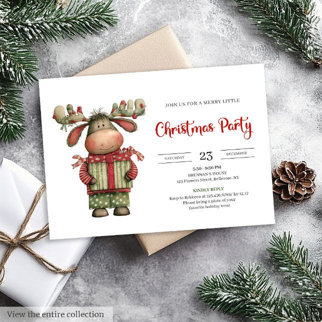 Invitación Chic Quirky Reindeer watercolor Christmas invite (Chic Quirky Reindeer watercolor Christmas invite)