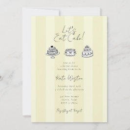Invitación Chic Rayado Comamos Pastel Amarillo Despedida de S