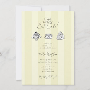Invitación Chic Rayado Comamos Pastel Amarillo Despedida de S