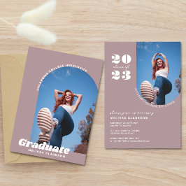 Invitación Chic Retro Negrita Rosa Polvoriento Foto Arco Grad
