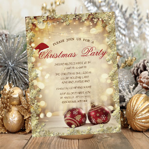 Invitación Chic Rojo Balle de Navidad, Estrellas Compañía de 