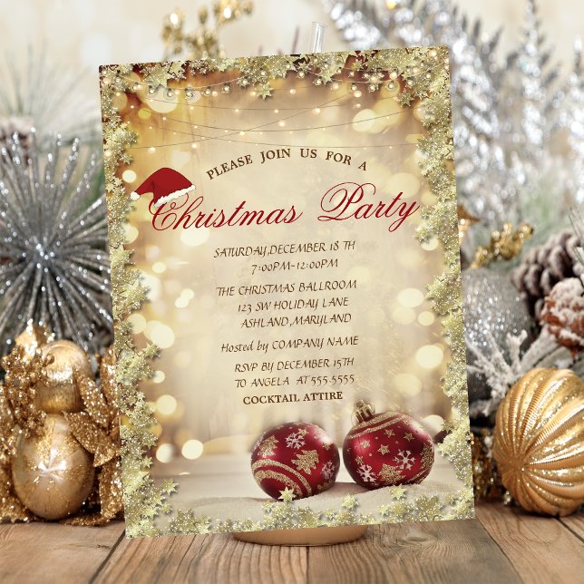 Invitación Chic Rojo Balle de Navidad, Estrellas Compañía de  (Subido por el creador)