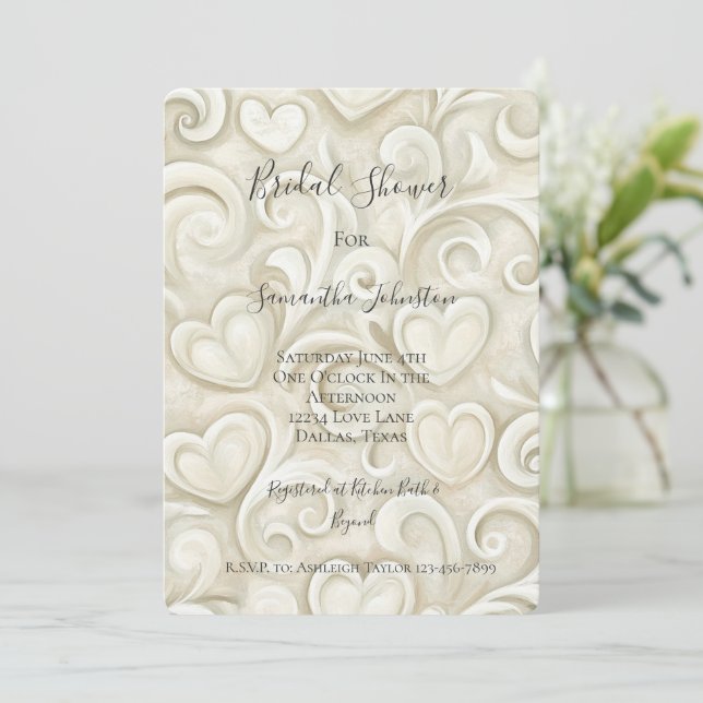 Invitación Chic Romántico Corazones Giratorios Despedida de S (Anverso de pie)