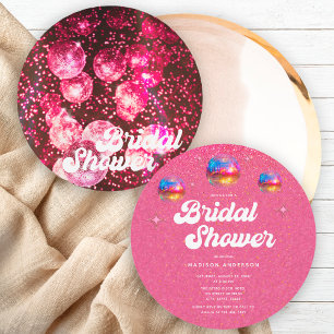 Invitación Chic Rosa Brillante Despedida de Soltera Bola de D