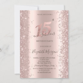 Invitación Chic Rosa Dorado Brillante Diamantes 15 Cumpleaños