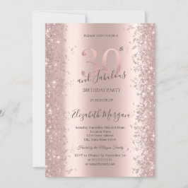 Invitación Chic Rosa Dorado Brillante Diamantes 30 Cumpleaños