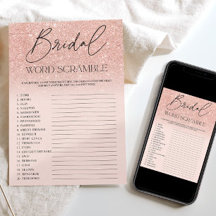Invitación Chic rosa dorado brillo ombre rosa Boda scramble