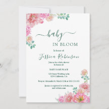 Chic Rosa Floral Delicado Aquarela baby shower