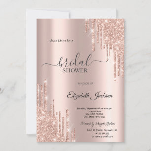 Invitación Chic Rosa Oro  Regaderas Despedida de Soltera