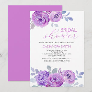 Invitación Chic Rosa Violeta Jardinería Floral Despedida de S