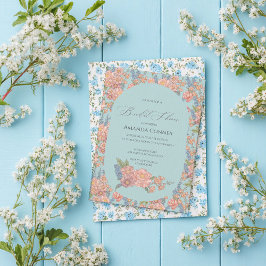 Invitación Chic rosa y azul oscuro Ducha de novias