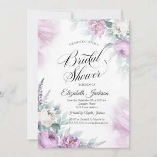 Invitación Chic Rosas Lavanda Violeta Baño de Novia