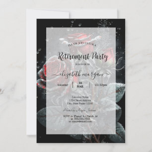 Invitación Chic Rosas Oscuras Rojas Caídas Marco Jubilación