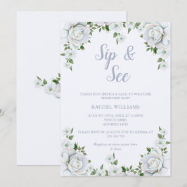 Invitación Chic Rose Border Sip & See