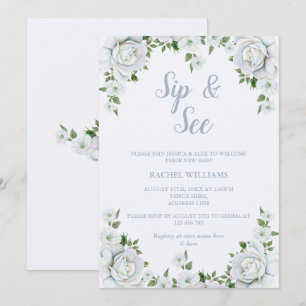 Invitación Chic Rose Border Sip & See