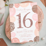Invitación Chic rose gold glitter pink balloon Sweet 16 photo<br><div class="desc">A modern, chic and elegant rose gold sequins sweet 16 birthday party invitation with a modern 16 typography with rose gold glitter pink balloons with hand painted pastel blush pink, rose gold glitter, sequins, pale pink cluster balloons with elegant calligraphy typography.. Add your photo at the back. Perfect for the...</div>