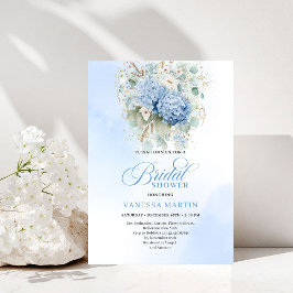 Invitación Chic Rustic Bohemian Blue Hydrangeas Bridal Shower