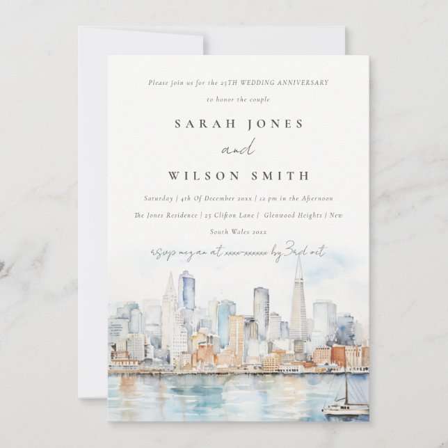 Invitación Chic San Francisco Landscape Wedding Anniversary  (Anverso)