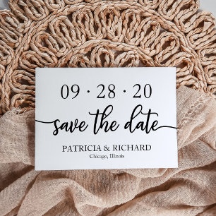 Invitación Chic Script Boda en Blanco y Negro Save The Date