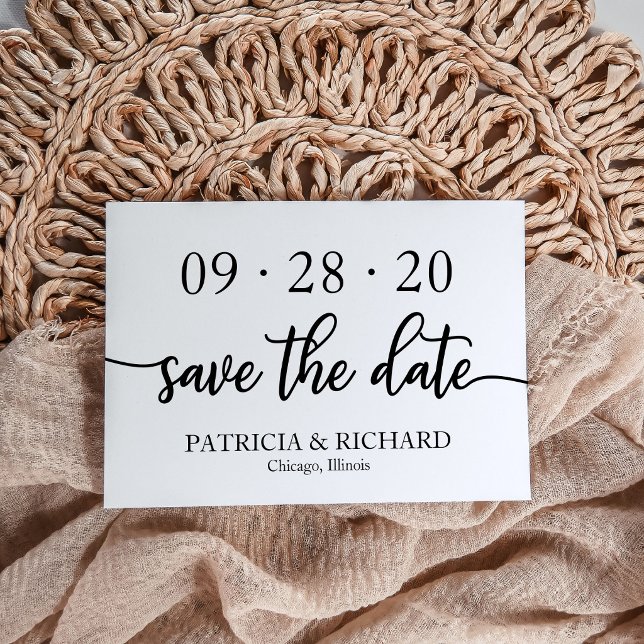 Invitación Chic Script Boda en Blanco y Negro Save The Date (Subido por el creador)
