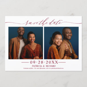 Invitación Chic Script Boda Guardar La Fecha 2 Colaje De Foto
