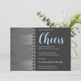 Invitación Chic Silver Art Deco para Año Nuevo