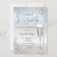 Chic Silver Drips Perlas Bridal Shower Prosecco