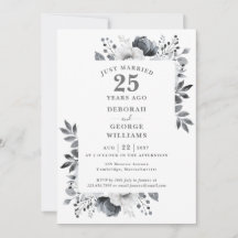 Chic Silver Floral Bodas de Plata 25 Aniversario 