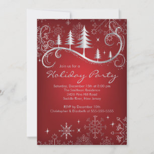 Invitación Chic Snowflakes Christmas Trees Holiday Party