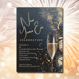 Invitación Chic Tiempo de Champagne Nochevieja