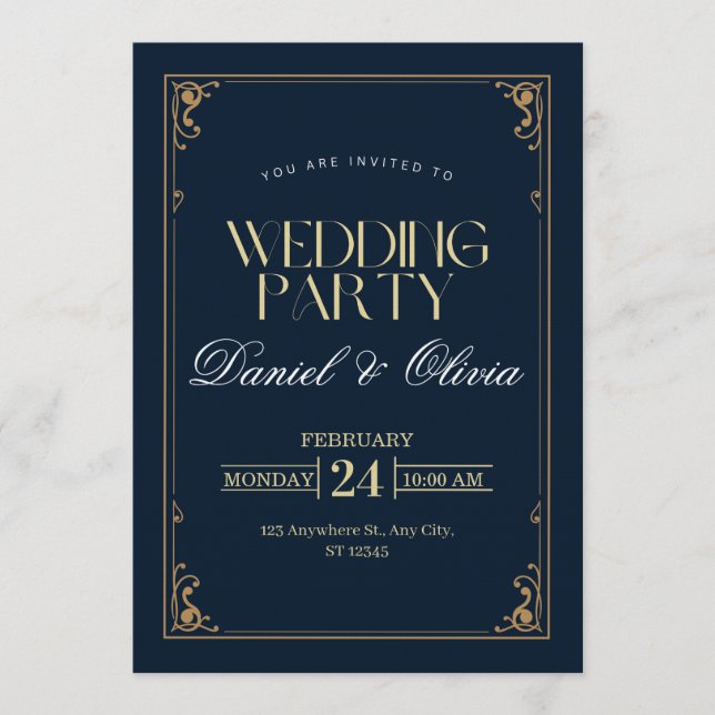 Invitación Chic & Timeless Wedding Invitation – Customizable  (Anverso)