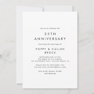 Invitación Chic Tipografía 25 Aniversario de Boda