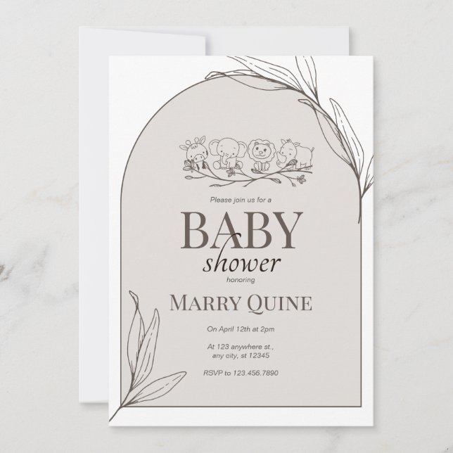 Invitación Chic Tipografía Baby Shower  (Anverso)