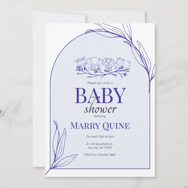 Invitación Chic Tipografía Baby Shower  (Anverso)